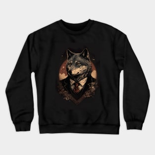 Handsome Wolf portrait wearing a suit Crewneck Sweatshirt